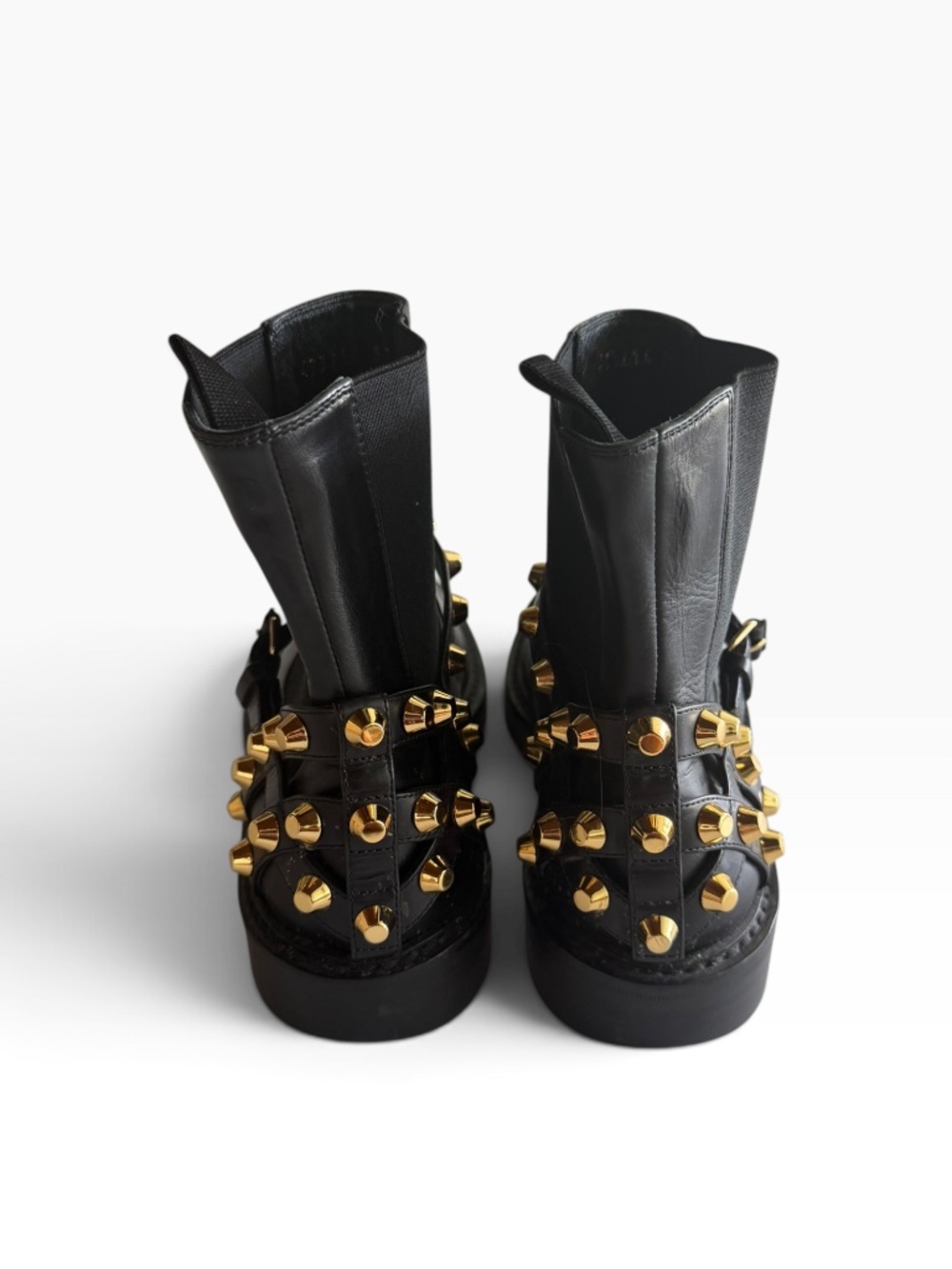 Balenciaga Studded Chelsea Boots Black & Gold Size 37